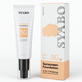 SYABO Makeup Foundation, 4-In-1 Foundation - Broad Spectrum SPF 50+ Sunscreen & Tinted Moisturizer & Concealer & Lightweight Flawless Coverage Foundation, Buff, 1.7 FL OZ