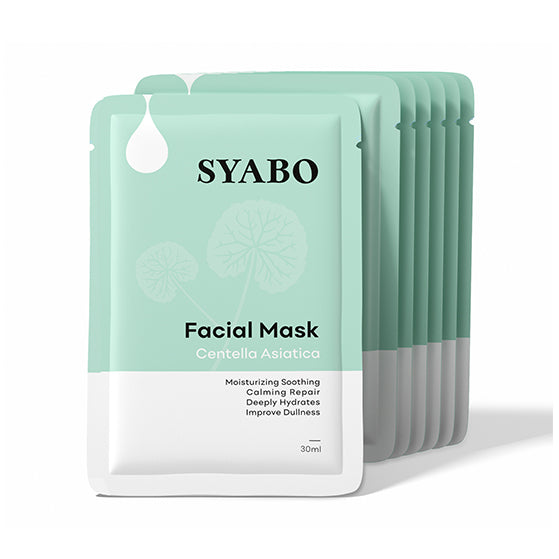 SYABO Centella Asiatica Hydrating Face Masks, Moisturizing Soothing Calming Repair, Deeply Hydrates and Improve Dullness 30g, 7 packs