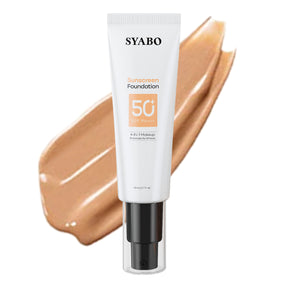 SYABO Makeup Foundation, 4-In-1 Foundation - Broad Spectrum SPF 50+ Sunscreen & Tinted Moisturizer & Concealer & Lightweight Flawless Coverage Foundation, Natural Beige, 1.7 FL OZ