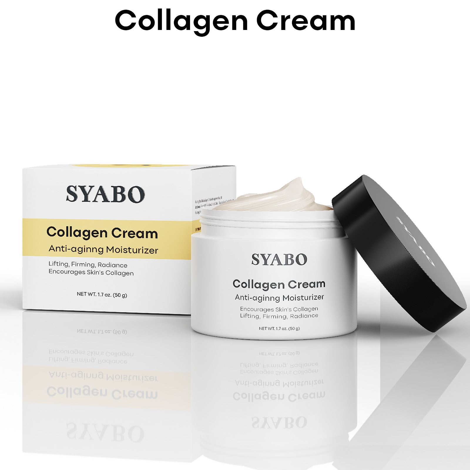 SYABO Collagen Cream, Anti Aging Face Moisturizer, Daily Face Cream Moisturizing, Lifting & Recovery Day & Night Cream for All Skin Types 1.7 FL OZ