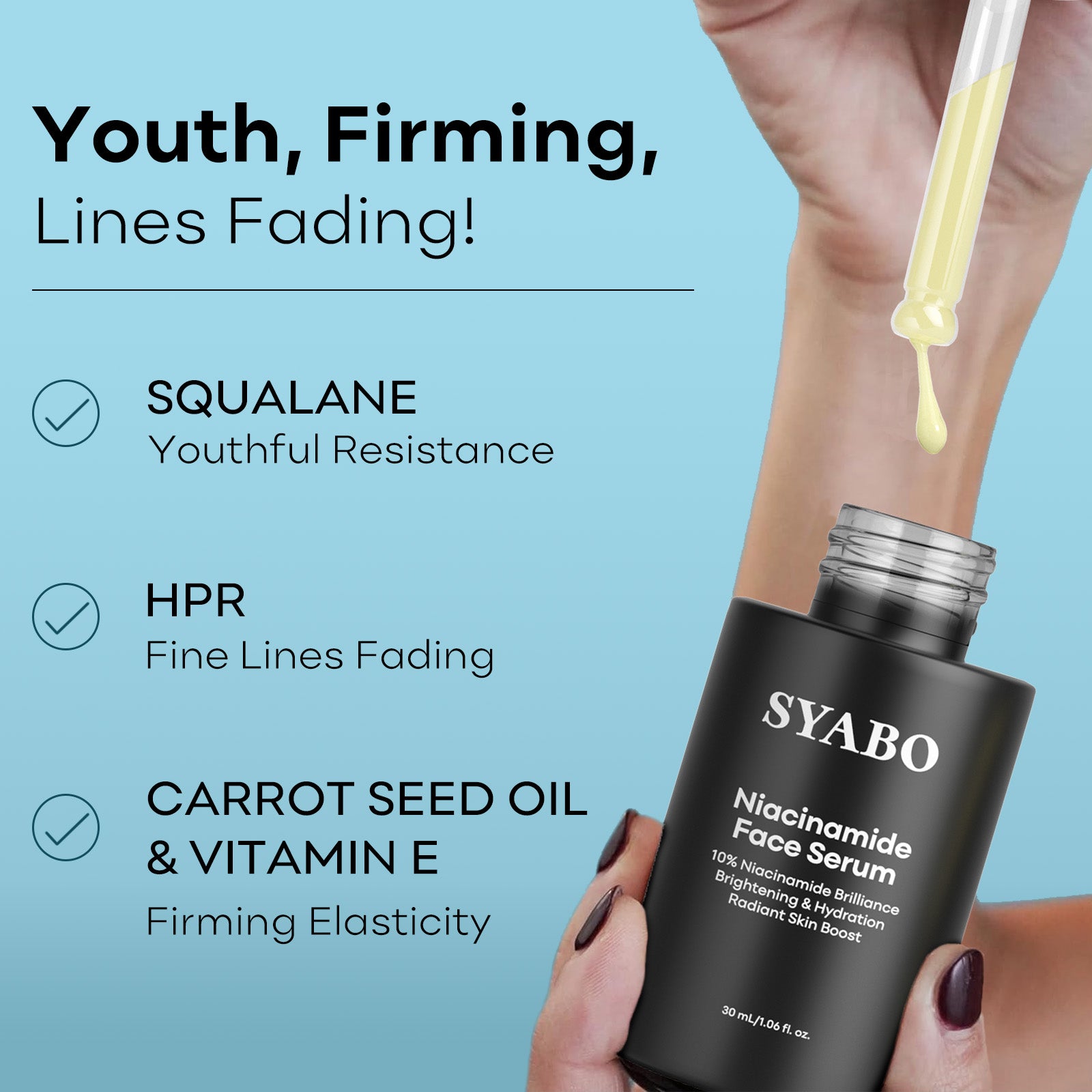 SYABO Retinol Serum for Face, Face Serum with Squalane and Vitamin E, Face Firming Elixir for Anti Aging, Reduces Age Spots and Resist Fine Line, 1 Fl Oz / 30 ml