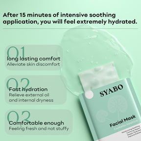 SYABO Centella Asiatica Hydrating Face Masks, Moisturizing Soothing Calming Repair, Deeply Hydrates and Improve Dullness 30g, 7 packs