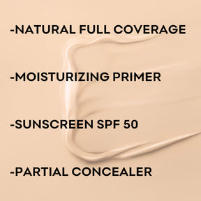 SYABO Makeup Foundation, 4-In-1 Foundation - Broad Spectrum SPF 50+ Sunscreen & Tinted Moisturizer & Concealer & Lightweight Flawless Coverage Foundation, Natural Beige, 1.7 FL OZ