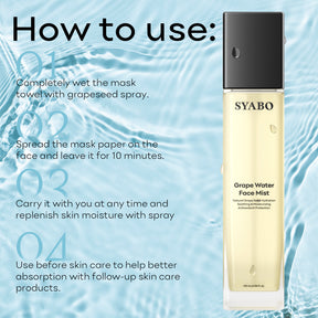 SYABO Grape Water Face Mist, Soothing Moisturizing Facial Spray with Natural Grape Seed Extract for All Skin