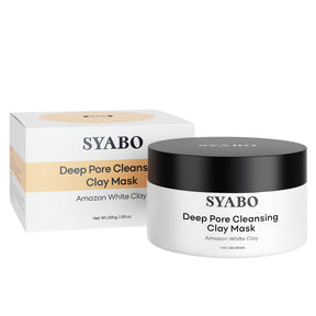 SYABO Deep Pore Clearing Mask, Facial Mask with Amazonian White Clay, Removes Excess Oil, Reducer for Blackhead, Whitehead, Acne and Pores, Tightens Skin Care for Women Men 200ml (7.05 Fl Oz)