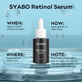 SYABO Retinol Serum for Face, Face Serum with Squalane and Vitamin E, Face Firming Elixir for Anti Aging, Reduces Age Spots and Resist Fine Line, 1 Fl Oz / 30 ml