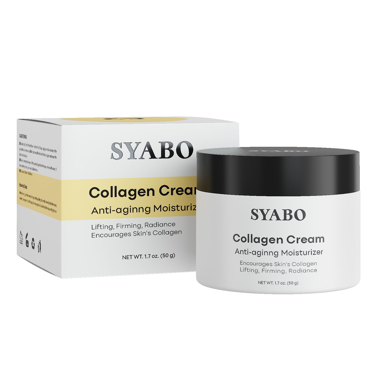 SYABO Collagen Cream, Anti Aging Face Moisturizer, Daily Face Cream Moisturizing, Lifting & Recovery Day & Night Cream for All Skin Types 1.7 FL OZ